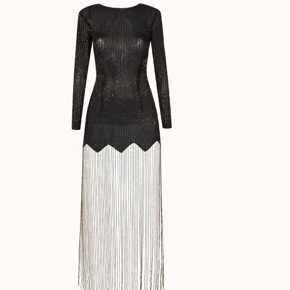 Agent Provocateur Black Soiree Patrice Formal Beaded Fringe Mini Dress - Picture 1 of 12